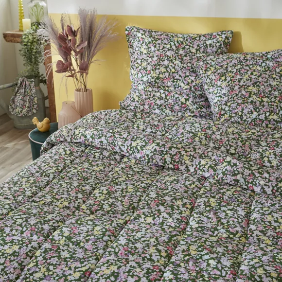 Nórdico estampado templado (140 x 200 cm) y una funda en algodón Myosotis Multicolor