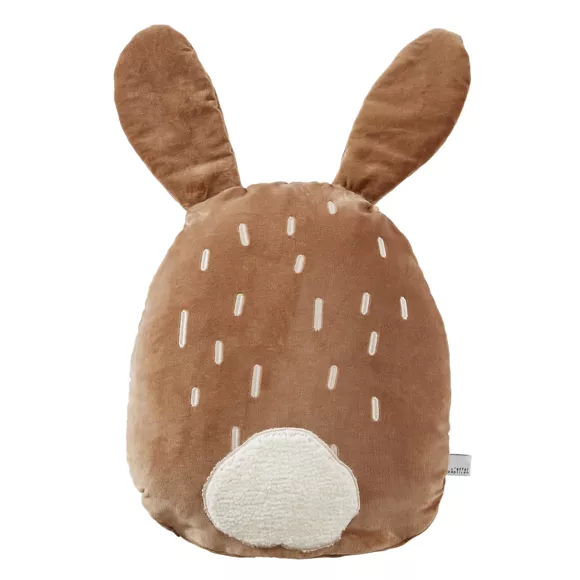 Coussin enfant lapin velours (40 x 45 cm) Pompon Marron