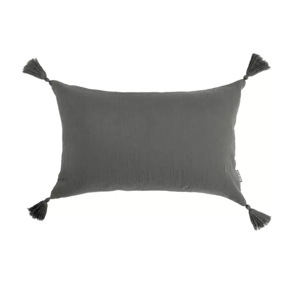 Cojín rectangular en gasa de algodón (40 x 60 cm) Gaïa Gris oscuro