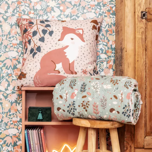 Housse de couette et deux taies enfant coton (200 x 200 cm) Tamia Multicolore