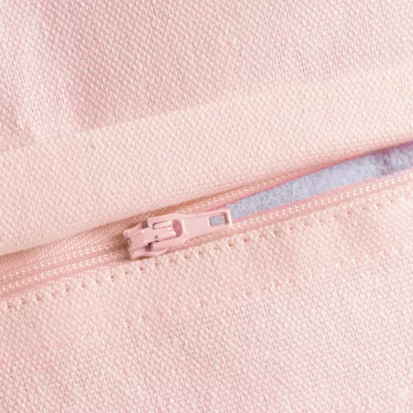 Cojín rectangular en algodón (40 x 60 cm) Pixel con flecos en Rosa empolvado