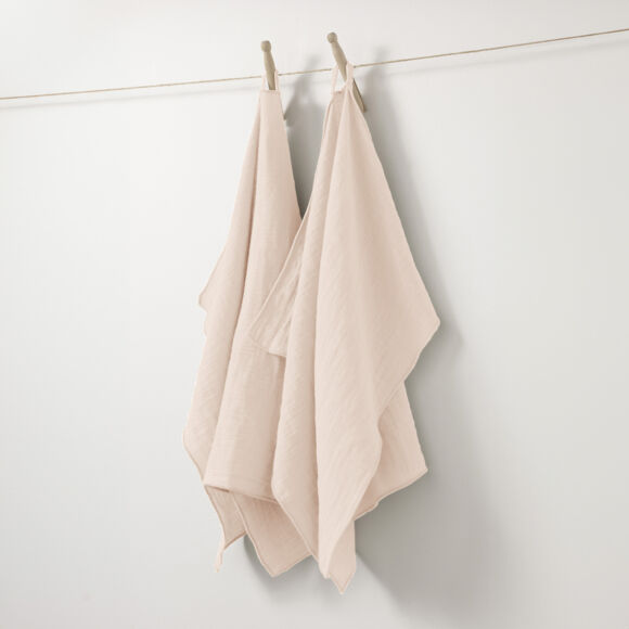 2er Set Handtücher aus Baumwoll-Gaze (70 cm) Gaïa Puderrosa