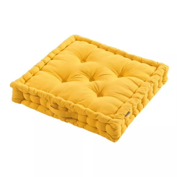 Coussin de sol coton (60 x 60 cm) Pixel Jaune moutarde