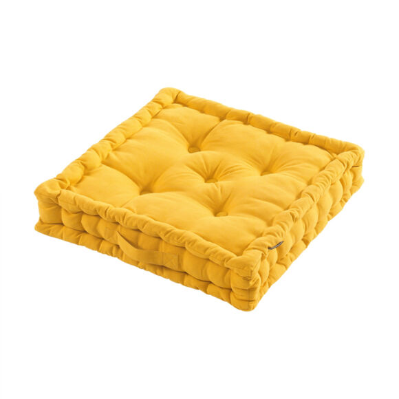 Cojín de suelo en algodón (50 x 50 cm) Pixel Amarillo mostaza