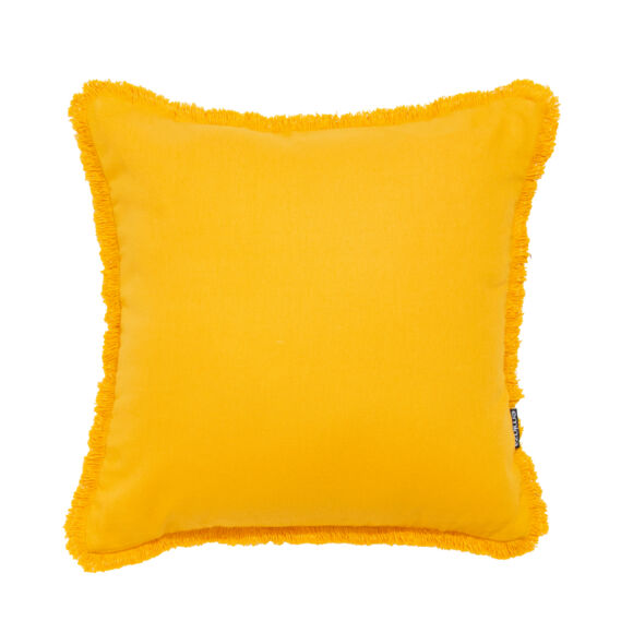 Coussin carré coton (45 x 45 cm) Pixel franges Jaune moutarde