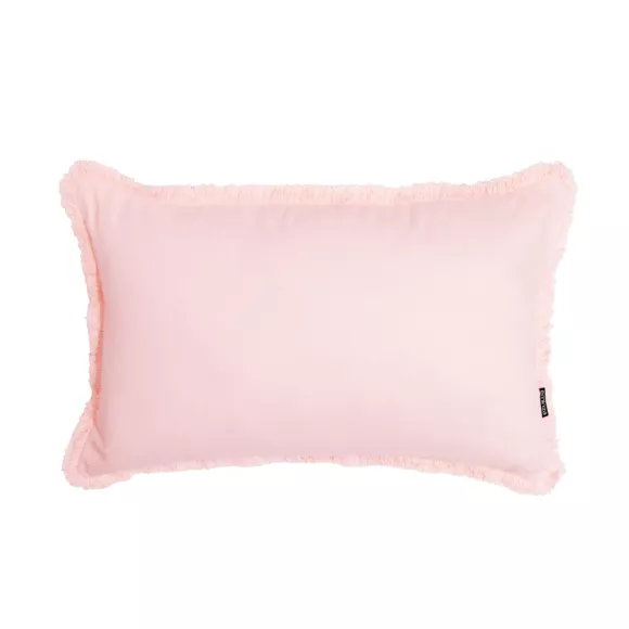 Coussin rectangulaire coton (40 x 60 cm) Pixel franges Rose poudré