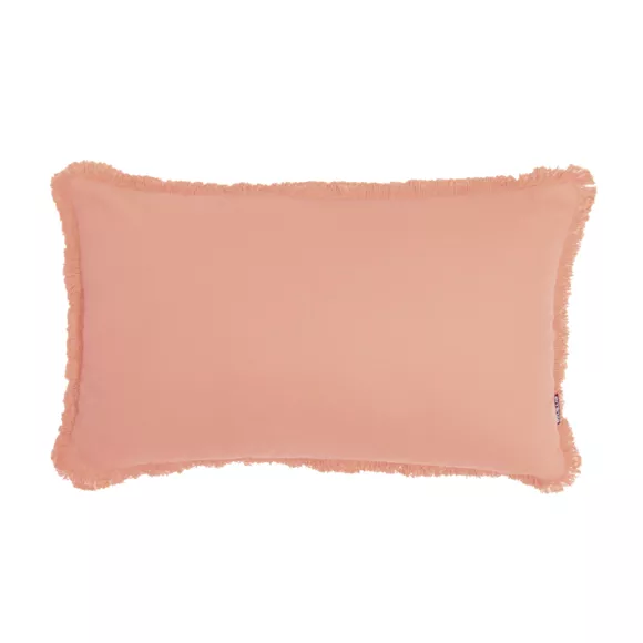 Coussin rectangulaire coton (40 x 60 cm) Pixel franges Rose pêche