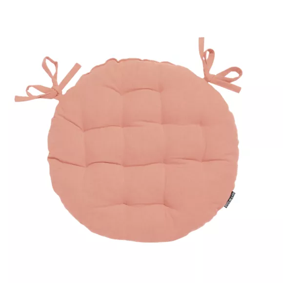Coussin de chaise rond coton (40 cm) Pixel Rose pêche
