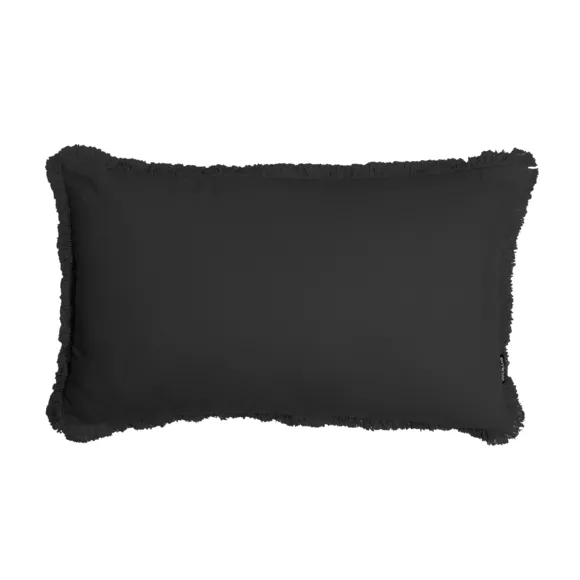 Cojín rectangular en algodón (40 x 60 cm) Pixel con flecos Negro