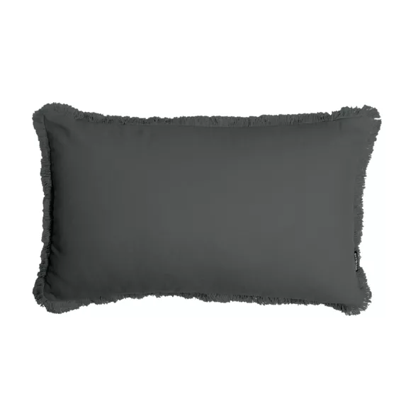 Cuscino rettangolare in cotone (40 x 60 cm) Pixel con frange Grigio antracite