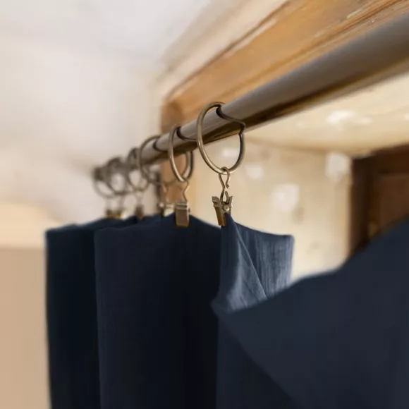 Rideau gaze de coton ajustable (280 x max 300 cm) Gaïa Bleu nuit