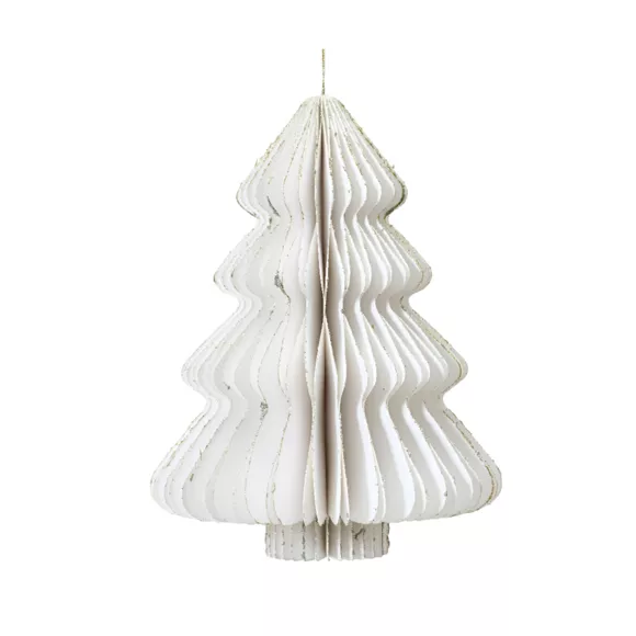 Papieren kerstboom om op te hangen (H40 cm) Magnetische Sluiting Wit