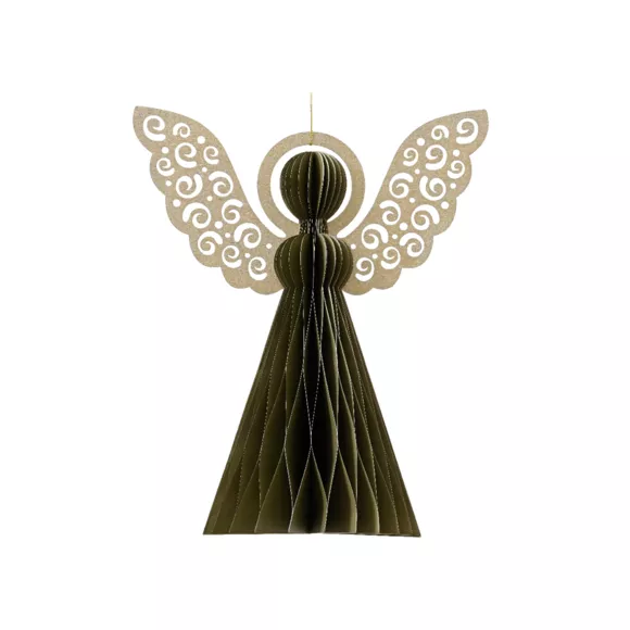Papieren engel om op te hangen (H15 cm) Magnetische sluiting Groen