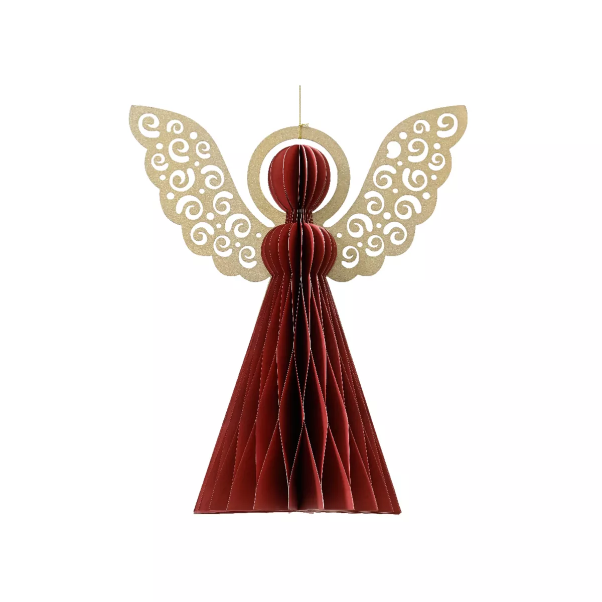 Papieren engel om op te hangen (H15 cm) Magnetische sluiting Rood