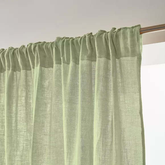 Rideau gaze de coton galon fronceur (180 x 240 cm) Gaïa Vert tilleul