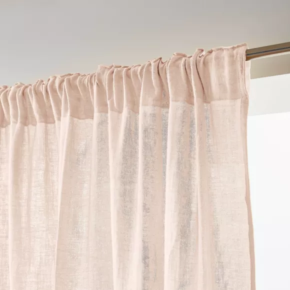 Rideau gaze de coton galon fronceur (140 x 240 cm) Gaïa Rose poudré