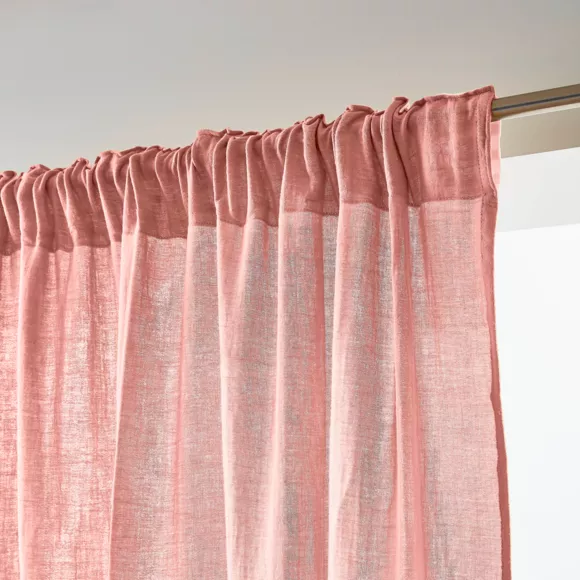 Overgordijn met gefronste band Katoengaas (140 x 240 cm) Gaïa Perzik roze