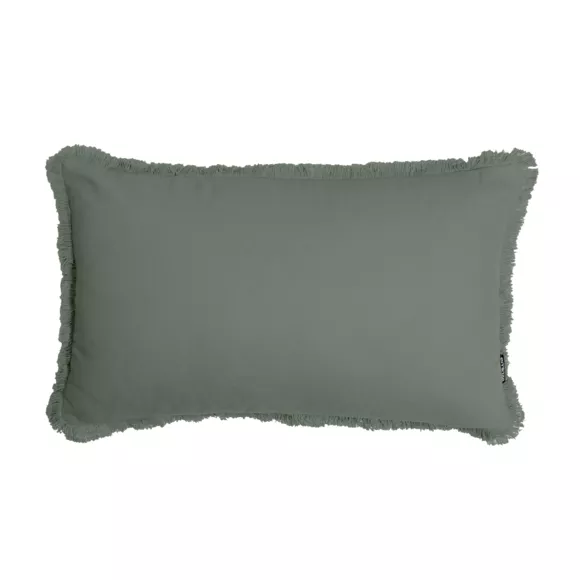Cojín rectangular en algodón (40 x 60 cm) Pixel con flecos Verde kaki