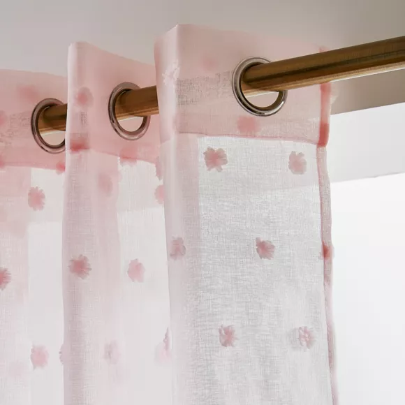 Voilage oeillets pompons (140 x 280 cm) Emie Rose