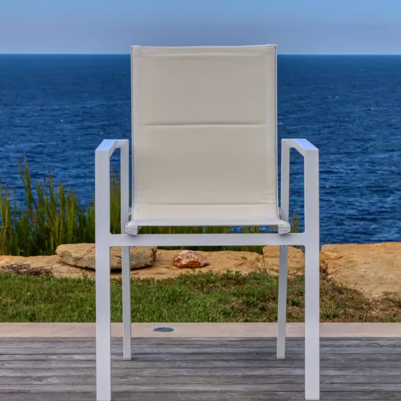 Tuinstoel met armleuning stapelbaar aluminium Portofino - Wit
