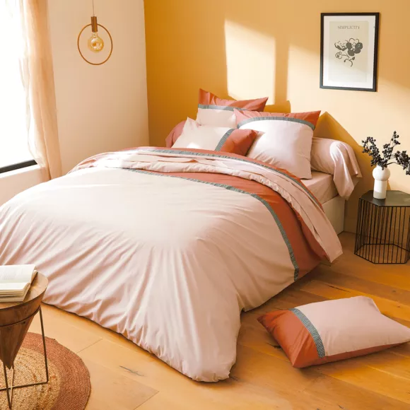 Funda de almohada cuadrada en percal de algodón (65 x 65 cm) Macassar Coñac