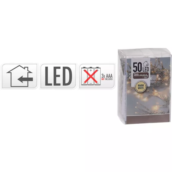 Luces de Navidad 5 m Blanco cálido 50 LED