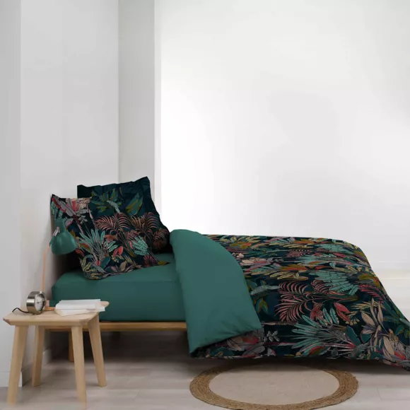 Housse de couette et deux taies percale de coton (240 cm) Candice Multicolore