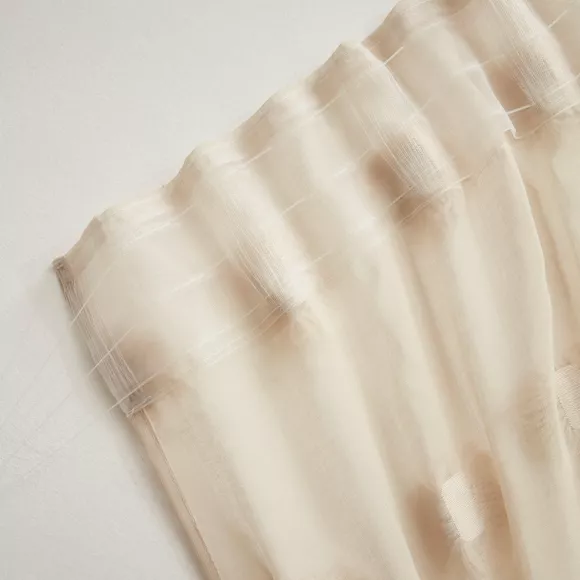 Vitrage met roede schuifzoom en pompons (140 x 240 cm) Suzie Beige