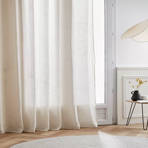 Vitrage linnen-effet met roede schuifzoom (280 x 240 cm) Luca Beige