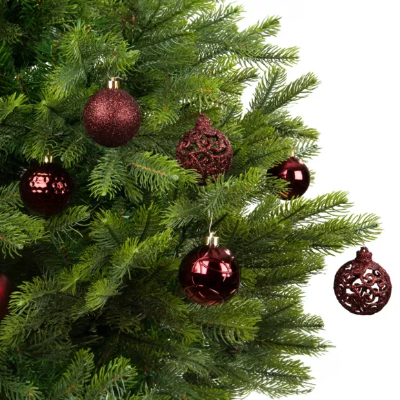 Lote de 37 bolas de Navidad (D60 mm) Alpine Mix Burdeos