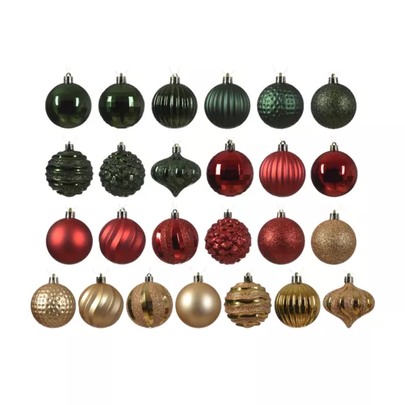 Kit kerst hangdecoratie Agéna Dennengroen, Rood en  Goud