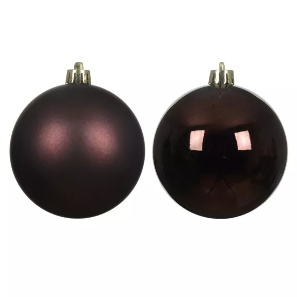 Lot de 6  Boules incassable brill- mat ALPINE dia8.00cm noir truffe