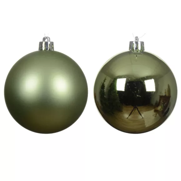 Lote de 6 bolas de Navidad (D80 mm) Alpine Té verde