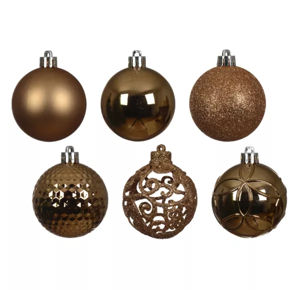 Lote de 37 bolas de Navidad (D60 mm) Alpine Mix Nuez Pecana