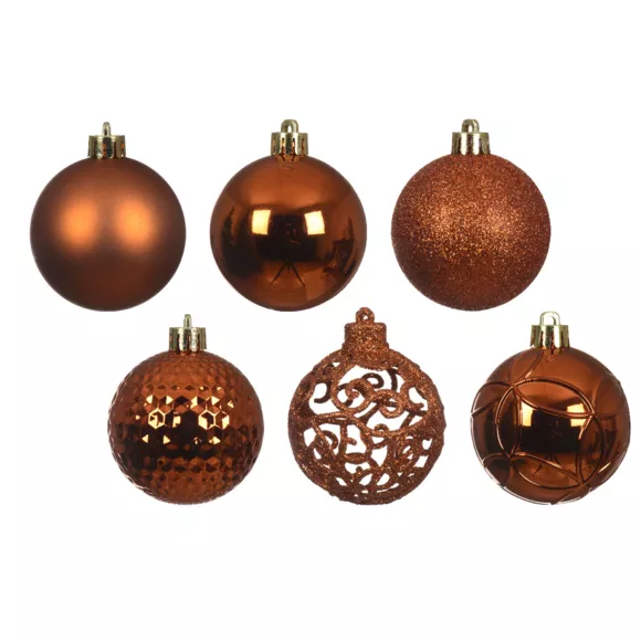 Lote de 37 bolas de Navidad (D60 mm) Alpine Mix Calabaza