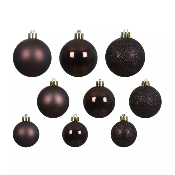 Lote de 30 bolas de Navidad surtidas Alpine Negro Trufado