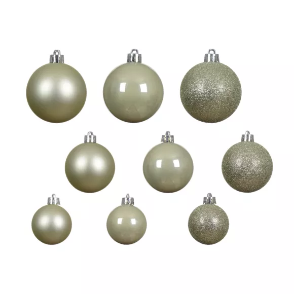 Set van 30 assortie kerstballen Alpine Witte Munt