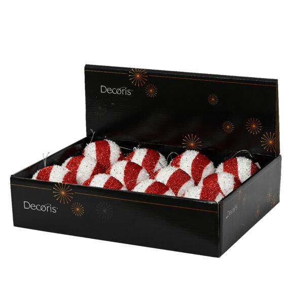 Lot de 12 boules de Noël (D100 mm) Spiralis Rouge