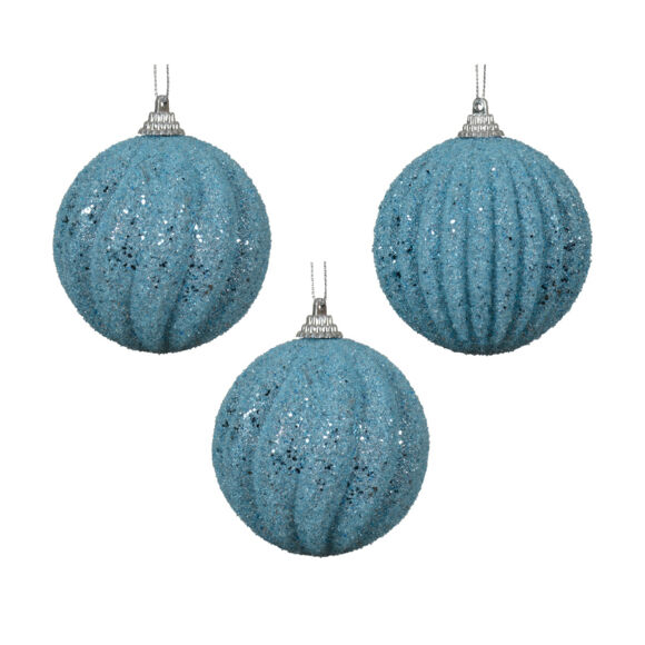 Set van 12 kerstballen (D80 mm) Vonk IJzig Blauw