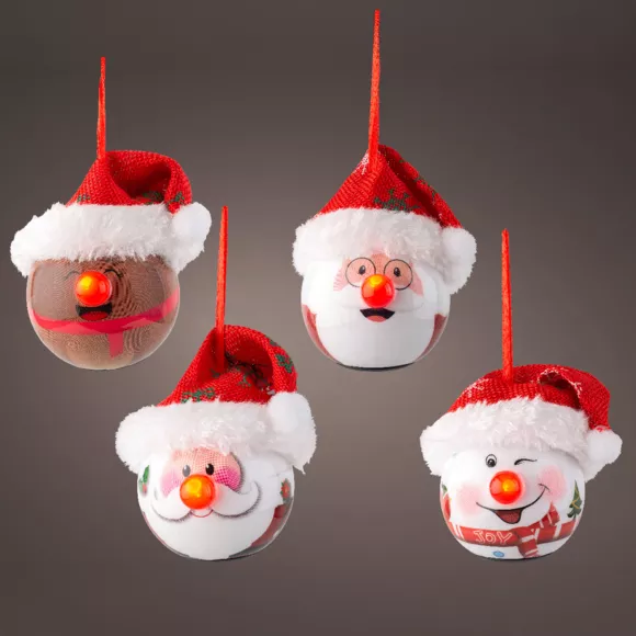 Lote de 12 bolas de Navidad luminosas a pilas Personajes divertidos