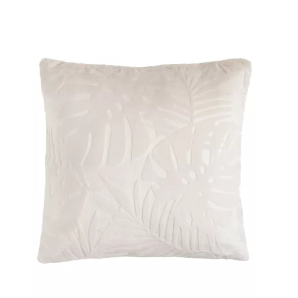 Coussin carré flanelle (45 x 45 cm) Flore Ecru