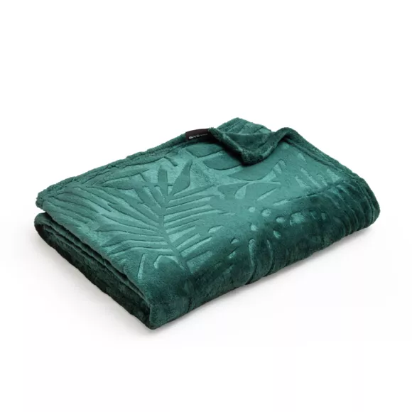 Plaid doux flanelle (130 x 180 cm) Flore Vert