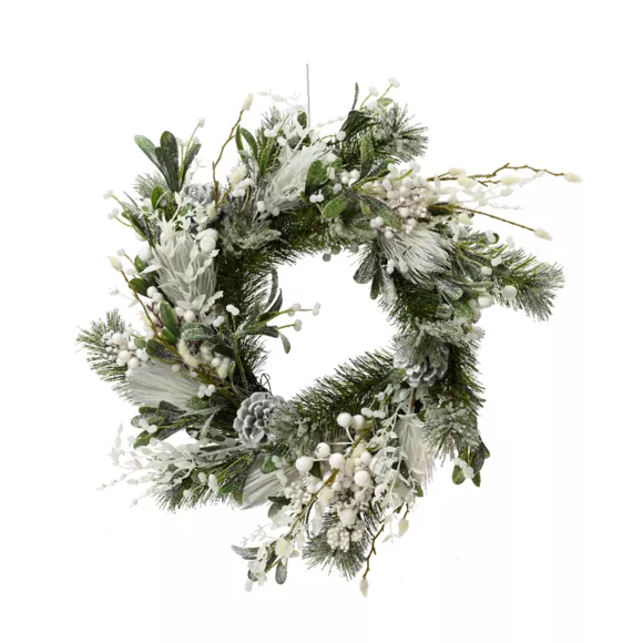 Weihnachtskranz (D40 cm) Bais givrées Weiß