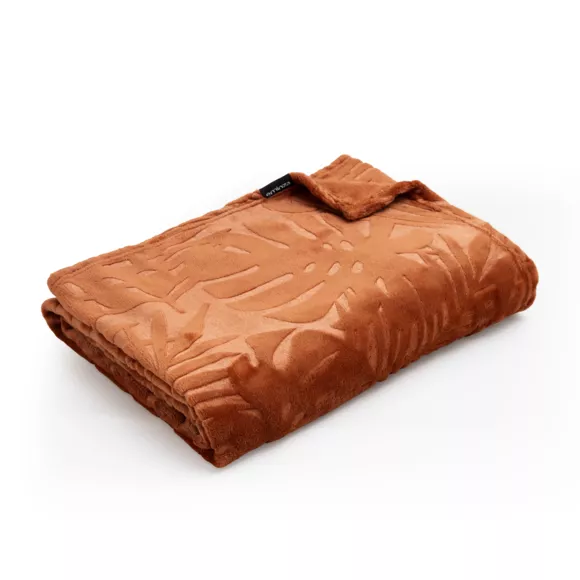 Plaid doux flanelle (130 x 180 cm) Flore Cuivre