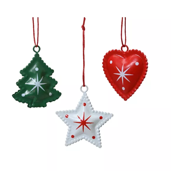 Lote de 12 adornos de Navidad de metal (H4.5 cm) Méribel Coloridos