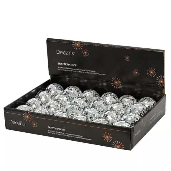 Lote de 24 bolas de Navidad (D60 mm) Disco faceta Plata