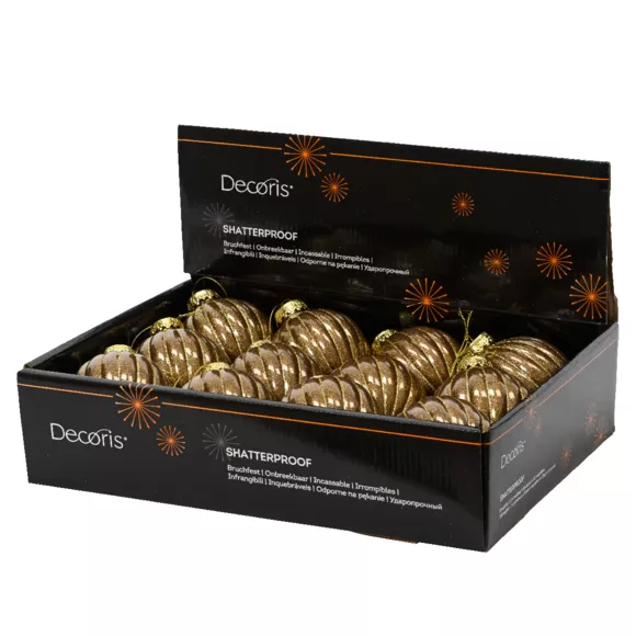 Lote de 12 bolas de Navidad (D80 mm) Magia Nuez Pecana