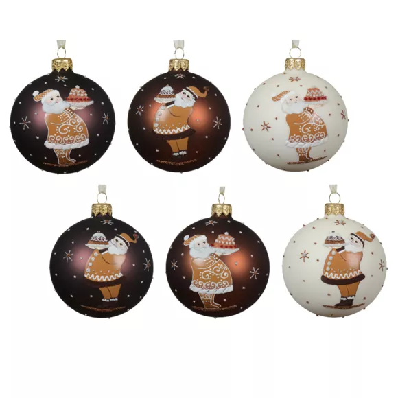 Set van 6 glazen kerstballen (D80 mm) Gulzige Kerstman