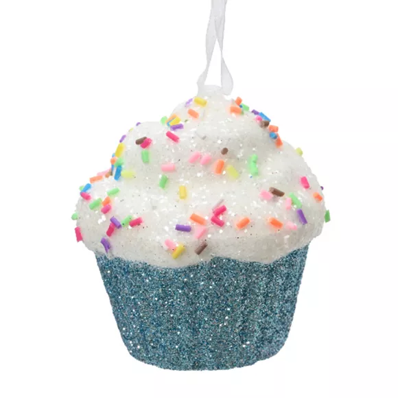 Cupcake de Navidad para colgar (H7 cm) Golosina Azul brillante