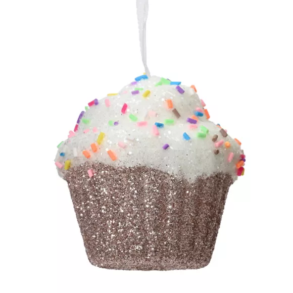 Cupcake de Navidad para colgar (H7 cm) Golosina Rosa brillante
